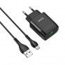 Адаптер сетевой с кабелем USB - microUSB 3A QC3.0 Hoco C72Q