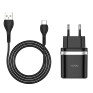 Адаптер сетевой с кабелем USB - Type-C 3A/18W QC3.0 Hoco C12Q, черный