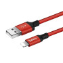 Кабель USB - lightning 1м Hoco X14  2А/10W, нейлон, красно-черный