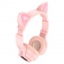 Гарнитура Bluetooth Borofone BO18 CAT EAR (полноразм., microSD) розовая