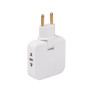Разветвитель на 2 розетки,1*USB,1*Type-C,без заземл.,16А, белый Фаzа FAS-2AC-wh (до 2500Вт, поворот)