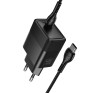 Адаптер сетевой с кабелем Type-C - Type-C PD40W Hoco CS113A, черный