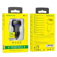 Адаптер автомобильный USB + Type-C 3.4А QC3.0 18W + PD20W Borofone BZ14A