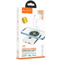 Внешний аккумулятор 10000mAh Hoco J92 (in - T/out - L,T,U)вст.каб.,бел,беспр.з