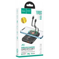 Внешний аккумулятор 10000mAh Hoco J92 (in - T/out - L,T,U)вст.каб.,чер,беспр.з