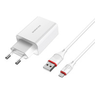 Адаптер сетевой с кабелем USB - microUSB 3A/18W QC3.0 Borofone BA21A, белый Адаптер сетевой с кабелем USB - microUSB 3A/18W QC3.0 Borofone BA21A, белый