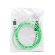 Кабель USB- lightning 1м 2А ПВХ светящийся (синий/зеленый/красный/белый)
