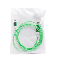 Кабель USB - lightning 1м 2А ПВХ светящийся (синий/зеленый/красный/белый)