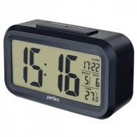 Часы электронные Perfeo "Snuz" черный корп. (темп.,дата, буд., 3*ААА) PF_A4849