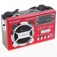 Радиоприемник Waxiba XB-322 (акб/USB/3*R6) красный (13х8х4,5см)