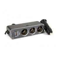 Разветвитель в авто на 3 устройства +USB (1А) со шнуром (WF-0096) (118886)