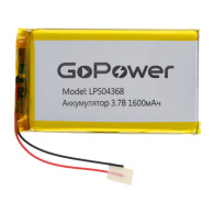 Аккумулятор GoPower li-pol 3.7V 1600mAh LP504368 (50*43*6,8) с защитой 1/10
