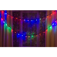 Уличная гирлянда "Шарики прозрачные" 100LED, 8м, разноцв, чер.шнур Уличная гирлянда "Шарики прозрачные" 100LED, 8м, разноцв, чер.шнур