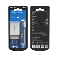 Адаптер сетевой с кабелем USB - microUSB 3A QC3.0 Borofone BA21A
