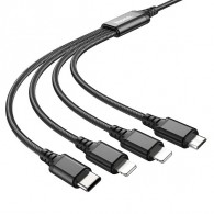 Кабель USB- lightning/microUSB/2 Type-C Hoco X76 1м 2А (4 в 1)