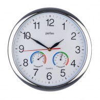 Часы настенные Perfeo "PF-WC-021" серебр.корп., кругл., д.36см (1АА) PF_D0404
