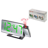 Часы настольные VST-896Y-4 зел.цифры, зеркал., проекция (USB+CR2032 на сохр)
