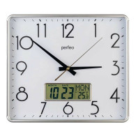 Часы настенные Perfeo "PF-WC-016" серебр.корп., прямоуг., 34*30см (1АА) PF_D0390