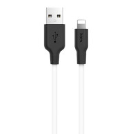 Кабель USB - lightning 1м Hoco X21 Plus  2,4А/12W, силикон, черно-белый