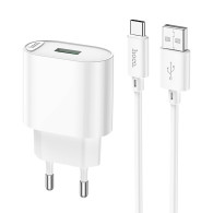 Адаптер сетевой с кабелем USB - Type-C 3A/18W Hoco C109A, белый