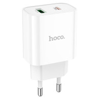 Адаптер сетевой Type-C + USB PD20W / QC3.0 Hoco C80A Plus, белый