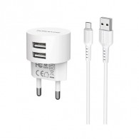 Адаптер сетевой с кабелем USB - microUSB 2.4A Borofone BA23A