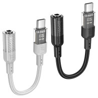 Переходник Type-C - 3,5 джек (шт/гн) белый Hoco LS37 (iP15)