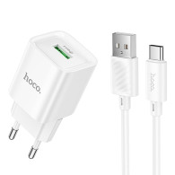 Адаптер сетевой с кабелем USB - Type-C 3A/18W Hoco C145A, белый