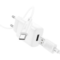 Адаптер сетевой с кабелем USB - Type-C 2.4A/12W Hoco C134A, белый
