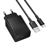 Адаптер сетевой с кабелем USB - Type-C 3A/18W QC3.0 Borofone BAS72A, черный