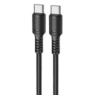 Кабель Type-C - Type-C 1м Borofone BX116 3А PD60W, нейлон, черный Кабель Type-C - Type-C 1м Borofone BX116 3А PD60W, нейлон, черный