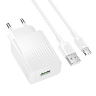 Адаптер сетевой с кабелем USB - Type-C 3A/18W QC3.0 Borofone BAS72A, белый