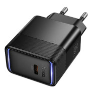 Адаптер сетевой с кабелем Type-C - Type-C PD40W Hoco CS113A, черный