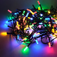 Гирлянда "Нить. Лучики" 100LED, мульти 4цв., 10м, т-зел.шнур Funray