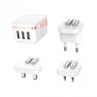 Адаптер 220V->3*USB 2.4A Hoco C83, 3 in 1 (US/EU/UK)
