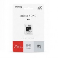 Карта памяти microSDHC SmartBuy 256Gb Class 10 PRO U3 с адаптером (SDXC)