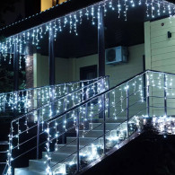 Уличная гирлянда "Бахрома" LED, 25*0,6m, белая, мерц.хол., белый.шнур, соед.