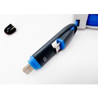 Кабель USB - lightning/microUSB 1м (2 в 1) автосмотка