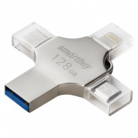 Флэш-диск SmartBuy 128GB USB 3.0 MC15 Metal Quad (Lightning+microUSB+TypeC