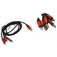 Кабель USB- lightning/microUSB/Type-C 1,2м 3А Smartbuy iK-312QBOтолько питание!