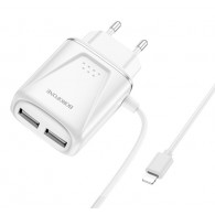 СЗУ Borofone + кабель Lightning (2.1A) (BA50A)
