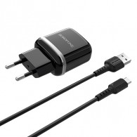 Адаптер сетевой с кабелем USB - microUSB 2.4A Borofone BA25A