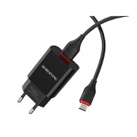 Адаптер сетевой с кабелем USB - microUSB 2.1A Borofone BA20A