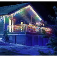 Уличная гирлянда "Бахрома" LED, 25*0,6m, разноцв, мерц.хол., белый.шнур, соед.