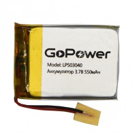 Аккумулятор GoPower li-pol 3.7V 550mAh LP503040 (50*30*4) литий-полимер PK1/10