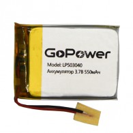 Аккумулятор GoPower li-pol 3.7V 550mAh LP503040 (50*30*4) с защитой PK1/10