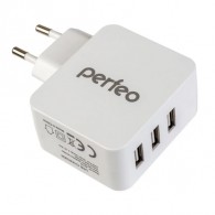 Адаптер 220V->3*USB 4.8A белый, черный Perfeo PF_A4134/PF_A4135