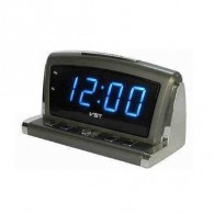 Часы настольные VST-718-5 син.циф,чер.корп (буд-к, каб. на USB+2*ААА-на сохр)