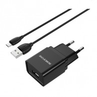 Адаптер сетевой с кабелем USB - microUSB 1A Borofone BA19A