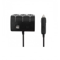 Разветвитель в авто на 3 устройства +2USB с выключателем Olesson 1506